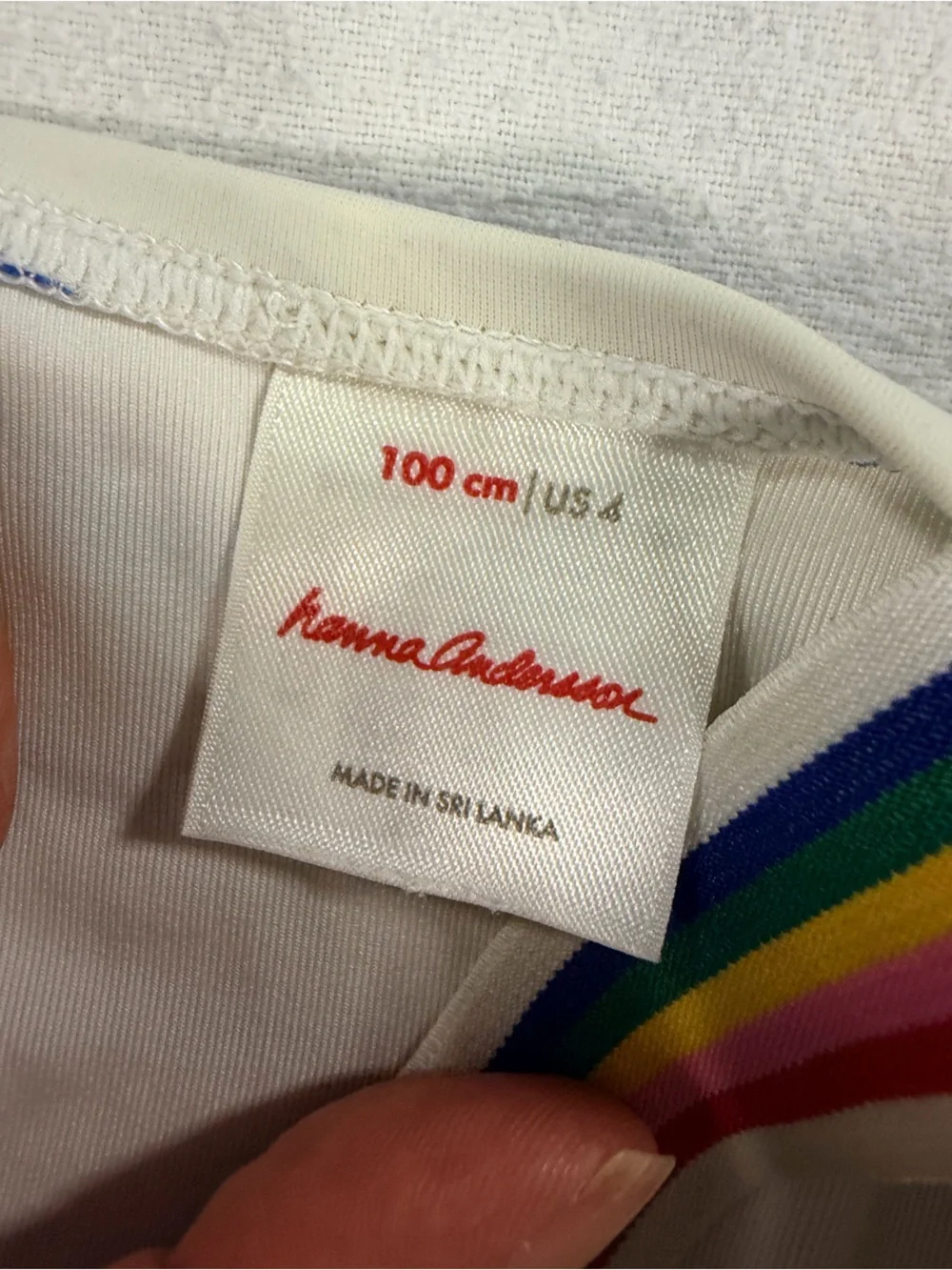 Hanna Andersson Girls 4 Rainbow Stripe One Piece Swimsuit Crossback